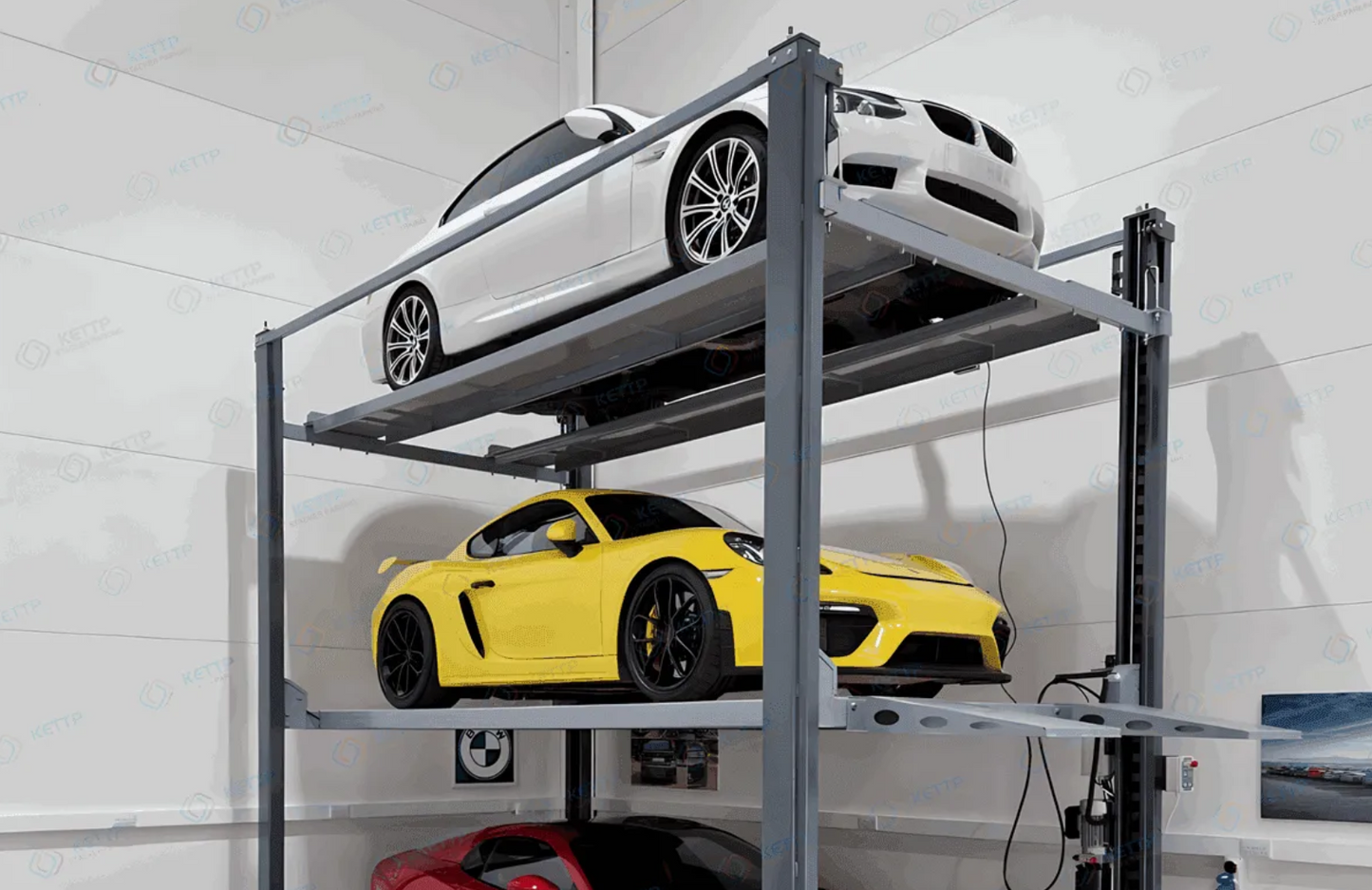 3F Model – Three-Level, Four-Post Parking Lift