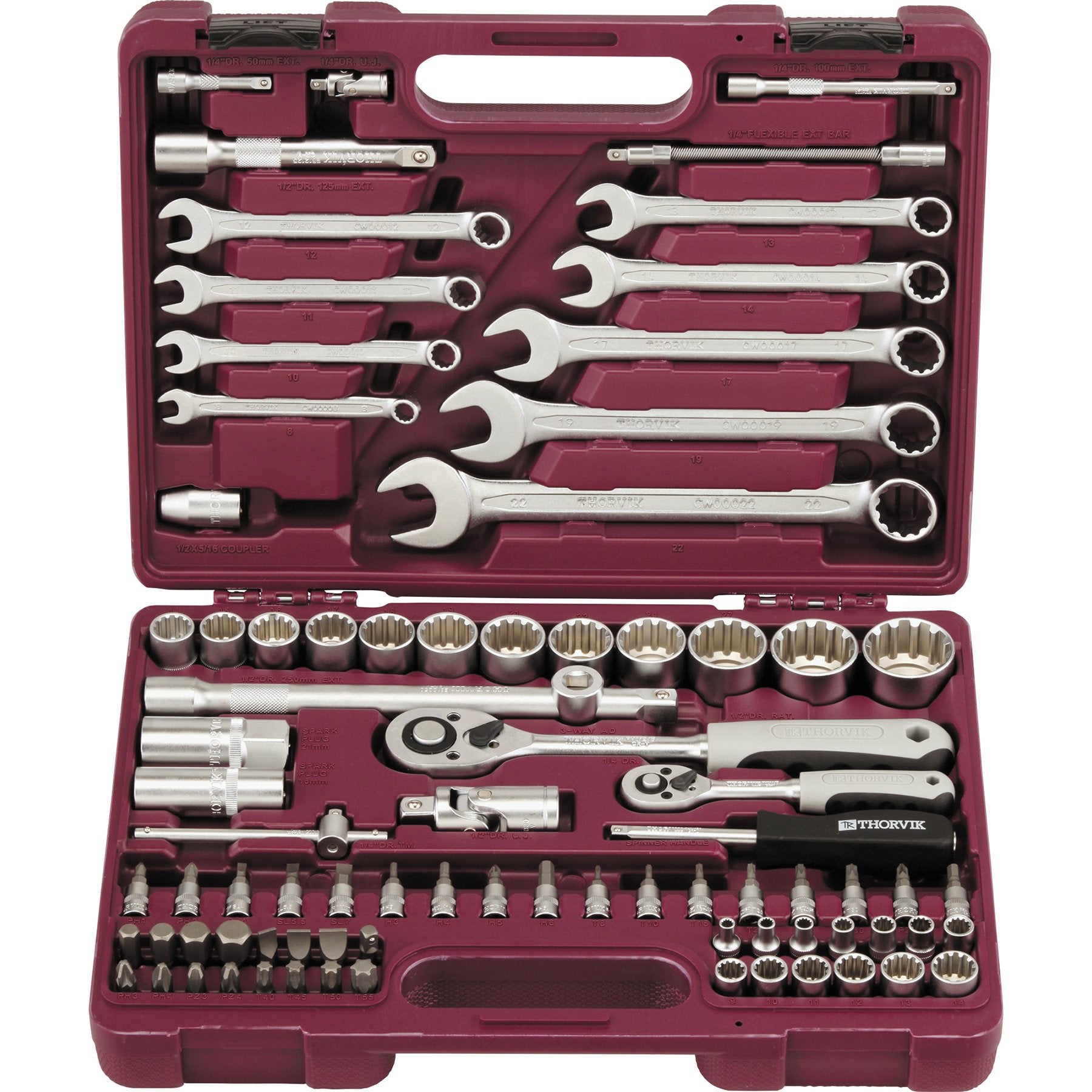 1/4", 1/2" DR Universal tool set with Multiprof sockets 82 pcs UTS0082MP Thorvik Tools