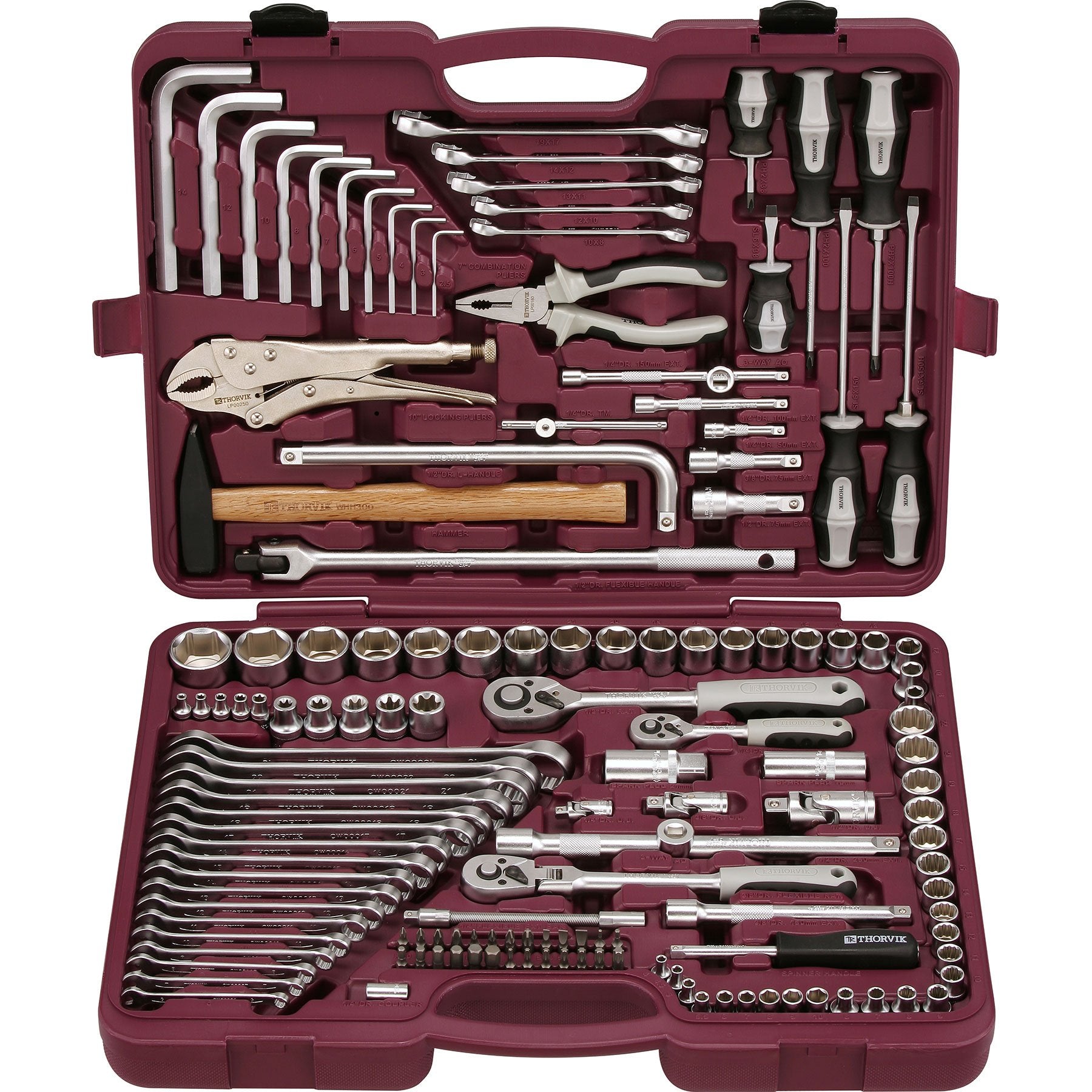 1/4", 3/8" 1/2" DR Universal tool set, 142 pcs UTS0142 Thorvik Tools