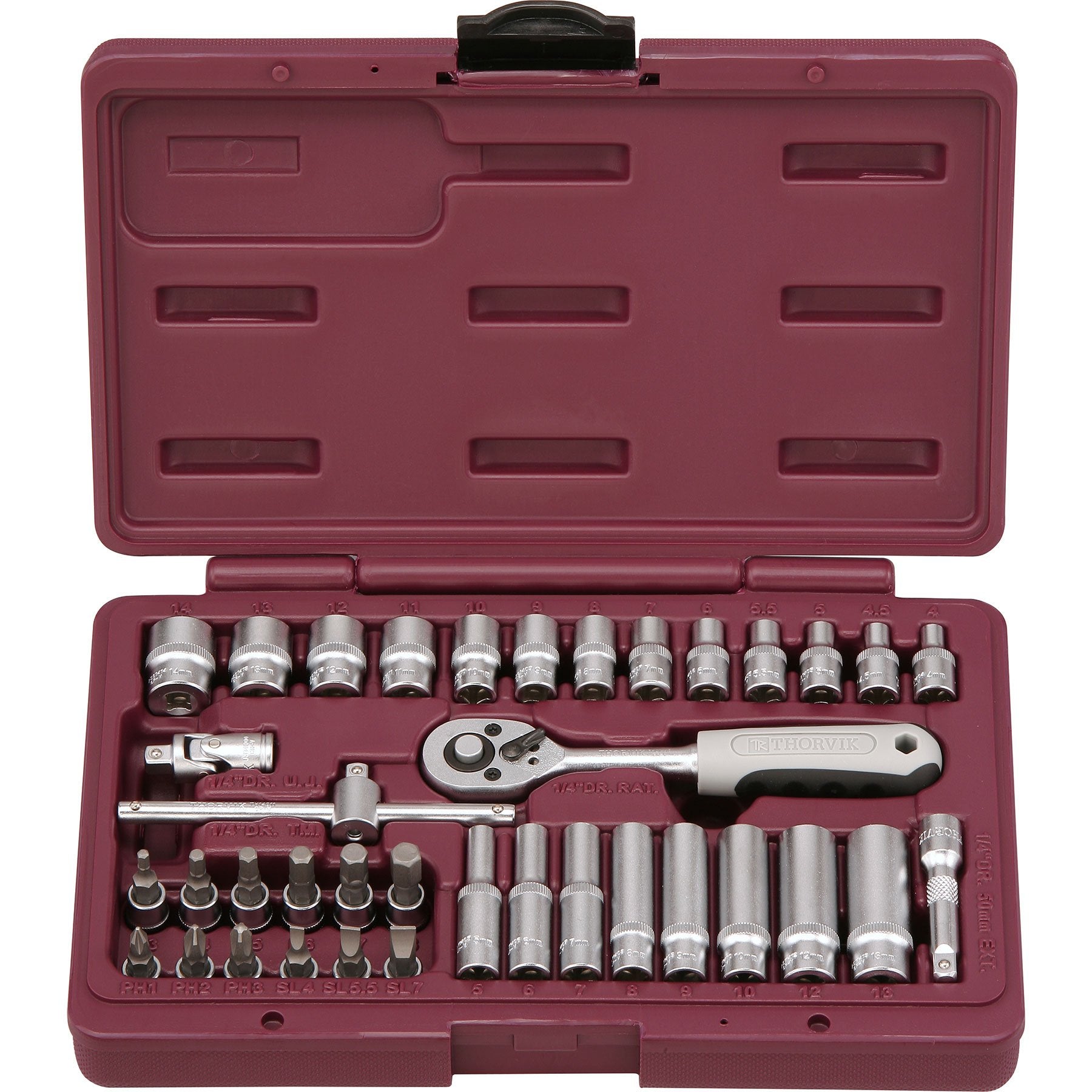 Tool set, 1/4" DR 38 pcs UTS0038 Thorvik Tools